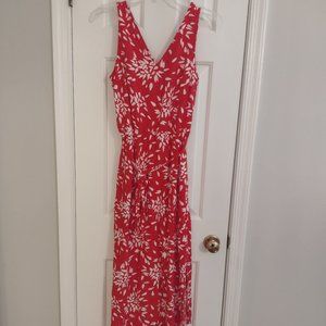 A New Day Red Floral Print Maxi Dress Side Tie, M